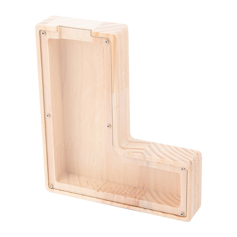 26 Letter Piggy Bank Wooden Coin Money Saving Box Jar Coins Storage Box for Kids Desktop Ornament Home Decor Crafts