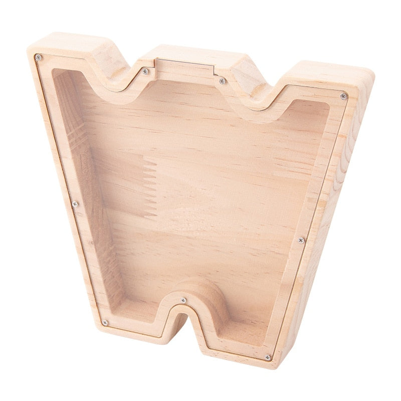 26 Letter Piggy Bank Wooden Coin Money Saving Box Jar Coins Storage Box for Kids Desktop Ornament Home Decor Crafts