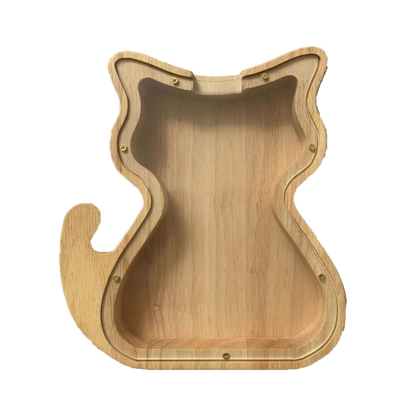26 Letter Piggy Bank Wooden Coin Money Saving Box Jar Coins Storage Box for Kids Desktop Ornament Home Decor Crafts